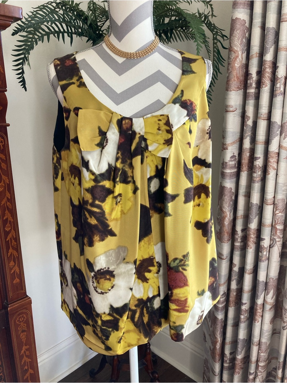 Kate Spade Women Silk Sleeveless White Blouse w/ Front Bow Tie Size XL